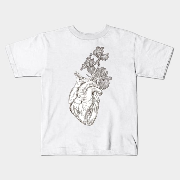 Heart with Flowers Kids T-Shirt by Olga Berlet